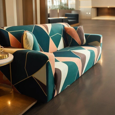 NAYISHI Polyester 3 Seater Sofa Geometric Cover(Pack of 1 Multicolor)
