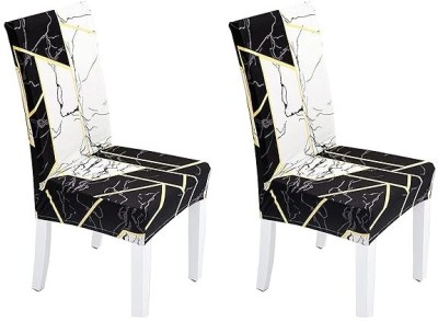 KRIVA Polyester Floral Chair Cover(Black Pack of 1)