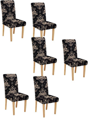 ADstore Polycotton 1 Seater Chair Geometric Cover(Pack of 6 Black Damask)