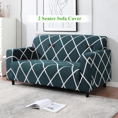 HOKiPO Polyester Geometric Sofa Cover(Teal Diamond Pack of 1)