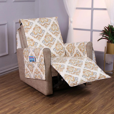 HOKiPO Polyester Geometric 1 Seater Sofa Cover(Beige Pack of 1)