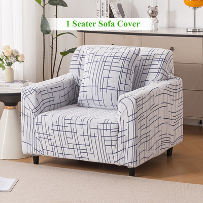 HOKiPO Jacquard 1 Seater Sofa Abstract Cover(Pack of 1 Navy Blue)