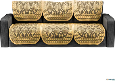 HOMESTIC Cotton 3 Seater Sofa Floral Cover(Pack of 6 Gold)