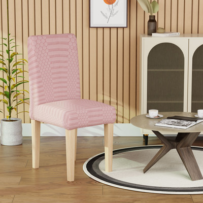 lukzer Jacquard 1 Seater Chair Plain Cover(Pack of 1 Pastel Pink Dotted Stripe)