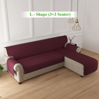 HOKiPO Polyester 3+3 Seater L-Shape Sofa Plain Cover(Pack of 1 Burgundy)