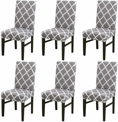 Ravi Handloom Polyester 1 Seater Chair Abstract Cover(Pack of 6 Grey)