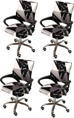 HOUSE OF QUIRK Polyester Abstract 1 Seater Chair Cover(Black Pack of 4)