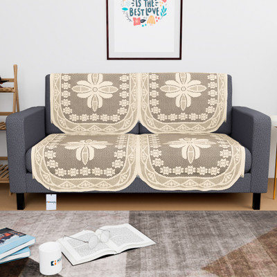 HOMESTIC by Kuber Industries Cotton 2 Seater Sofa Floral Cover(Pack of 4 Yellow)