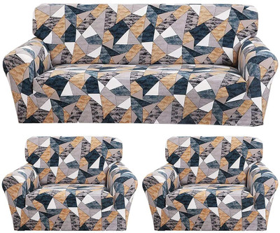 igi Polyester Abstract 3+1+1 Seater Sofa Cover(MULTICOLOR Pack of 3)