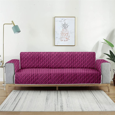 Cortina Polyester Plain 2 Seater Sofa Cover(Maroon, Brown Pack of 1)