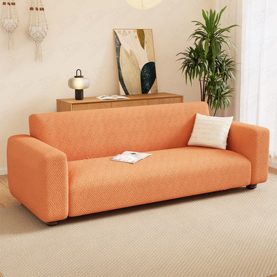 lukzer Jacquard Abstract 3 Seater Sofa Cover(Pastel Orange Grid Maze Pack of 1)