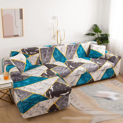 lukzer Polyester Geometric 3 Seater Sofa Cover(Multicolor Pack of 1)