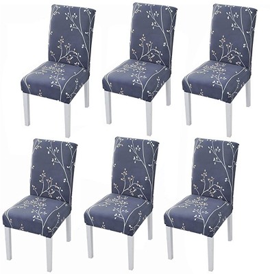 Magic Cover Polyester Floral Chair Cover(Grey Pack of 6)