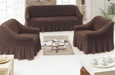 Multitex Polyester Plain 3+1+1 Seater Sofa Cover(Brown Pack of 3)
