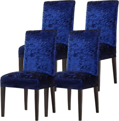 QUIRKYHUB Polycotton Plain Chair Cover(Royal Blue Pack of 4)