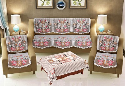 EASTTARDOMM Polycotton Floral Sofa Cover((Stunning look 5 Seater Sofa Cover with Table Cover 11 Pcs Multi-Color) Pack of 7)