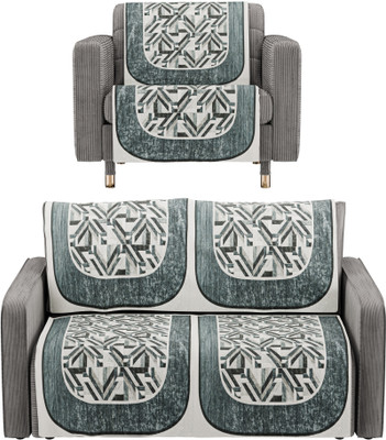 KUBER INDUSTRIES Velvet 3 Seater Sofa Floral Cover(Pack of 6 Grey)