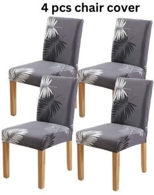 Roodra Creations Polycotton Floral Chair Cover(grey Pack of 4)