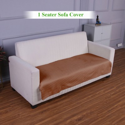 HOKiPO Polyester Plain 1 Seater Sofa Cover(Brown Pack of 1)