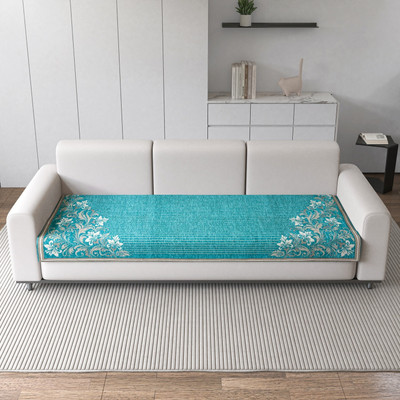 Flipkart SmartBuy Velvet 3 Seater Sofa Floral Cover(Pack of 1 Aqua)