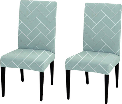 LAZI Polycotton 1 Seater Chair Geometric Cover(Pack of 2 Green)