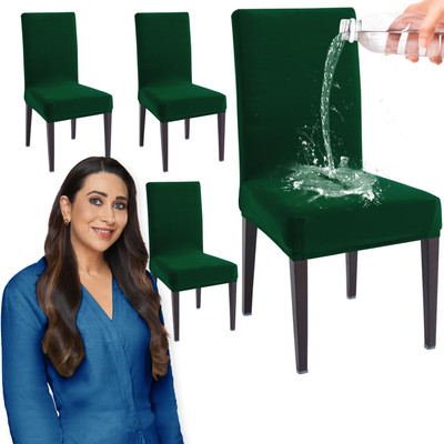 HOKiPO Polyester 4 Seater Chair Plain Cover(Pack of 4 Hunter Green)