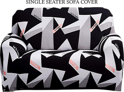 HOUSE OF QUIRK Polyester 3 Seater Sofa Striped Cover(Pack of 1 Black Prism)