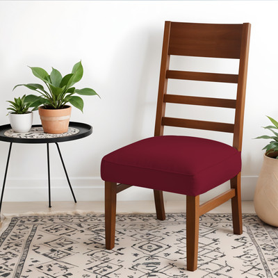 LAZI Polyester Plain 1 Seater Chair Cover(Maroon Pack of 4)