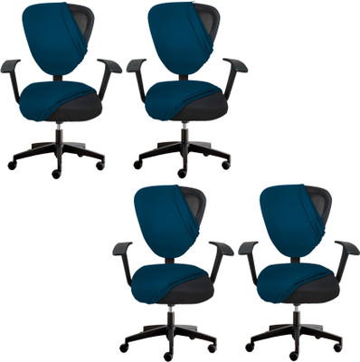 LAZI Polycotton 1 Seater Chair Plain Cover(Pack of 4 Airforce Blue)
