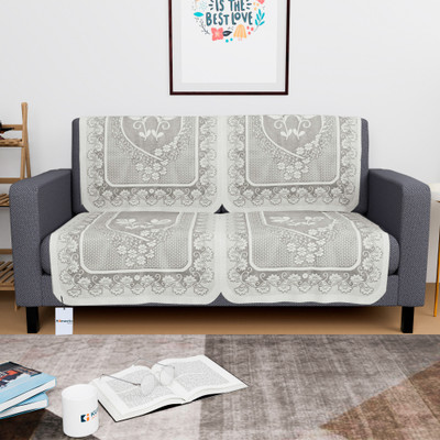 HOMESTIC by Kuber Industries Cotton 2 Seater Sofa Floral Cover(Pack of 4 Yellow, Brown)