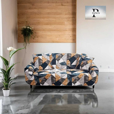 papsun Polyester Geometric 3 Seater Sofa Cover(Multicolor Pack of 1)