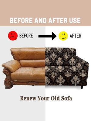 TURIYA Polyester 3 Seater Sofa Damask Cover(Pack of 1 Multicolor)