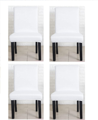 Aibzi Polyester 1 Seater Chair Plain Cover(Pack of 4 White)