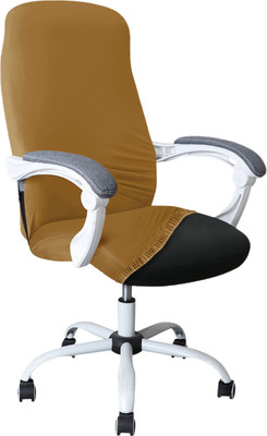 HOKiPO Polyester Plain 1 Seater Chair Cover(Camel Pack of 1)