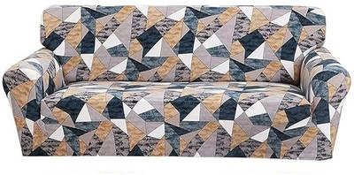 shri radhe Polyester Abstract 3 Seater Sofa Cover(Orange Pack of 1)