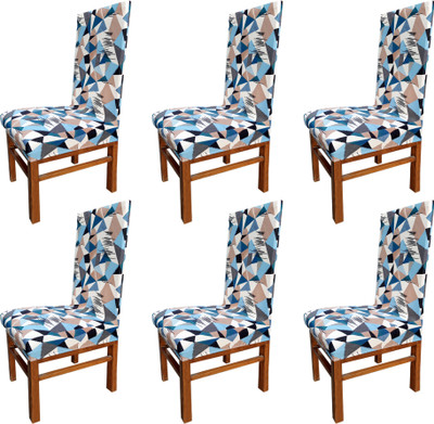 Leoaries Polyester Striped 1 Seater Chair Cover(Blue Pack of 6)