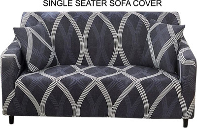 HOUSE OF QUIRK Polyester Checkered 3 Seater Sofa Cover(Dark Grey Pack of 1)