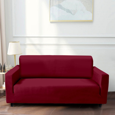Cortina Polyester Plain 3 Seater Sofa Cover(Maroon Pack of 1)
