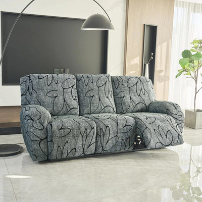 HOKiPO Polyester Abstract 3 Seater Sofa Cover(Grey Pack of 1)