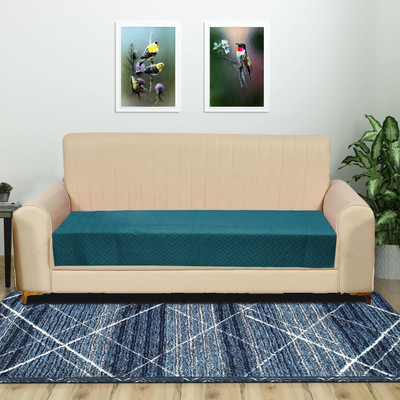 RRC Velvet Plain 3 Seater Sofa Cover(Green Pack of 1)