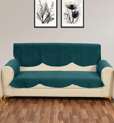 HOME BEAUTIFIER Polyester Striped 3 Seater Sofa Cover(Green Pack of 1)
