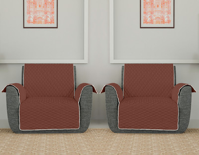 KUBER INDUSTRIES Polyester 3 Seater Sofa Checkered Cover(Pack of 2 Brown, Grey)