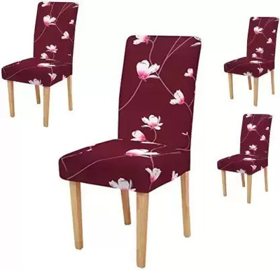 Alkaylaa Polyester Abstract 1 Seater Chair Cover(Maroon Pack of 4)
