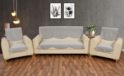 Fashion Throw Velvet Geometric 3+2 Seater Sofa Cover(Grey Pack of 6)
