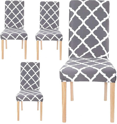 BLUSH & BLOOM Polyester Floral 4 Seater Chair Cover(Grey Pack of 1)