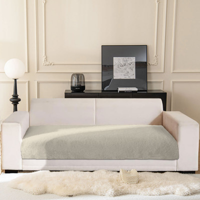 F i Polyester 3 Seater Sofa Plain Cover(Pack of 1 Light Beige)