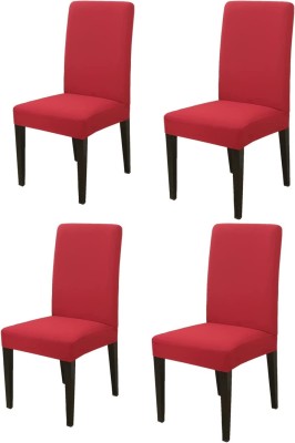 lukzer Polyester Plain Chair Cover(Red Pack of 4)