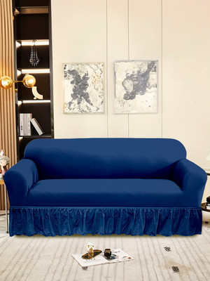 Cortina Polyester 3 Seater Sofa Plain Cover(Pack of 1 Blue)