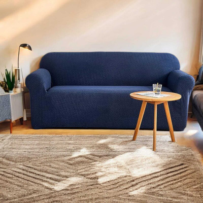 DFH Polyester Plain 3 Seater Sofa Cover(Blue Pack of 1)