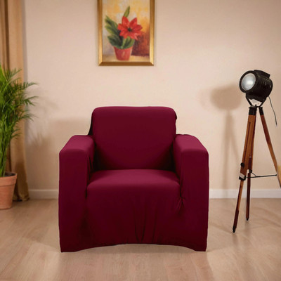 Gifts Island Polyester Plain 1 Seater Sofa Cover(Maroon Pack of 1)